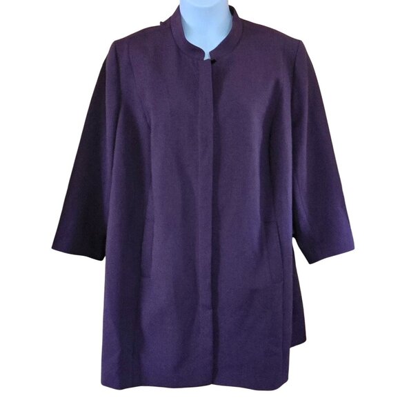Classiques Entier Womens Purple Open-Front Jacket With Mandarin Collar Size L - Picture 1 of 7